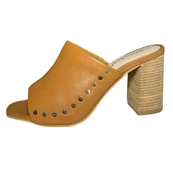 NWOT Diba True Women’s Twin Crest Leather Heeled Mules Tan Size 8 - Picture 3 of 10